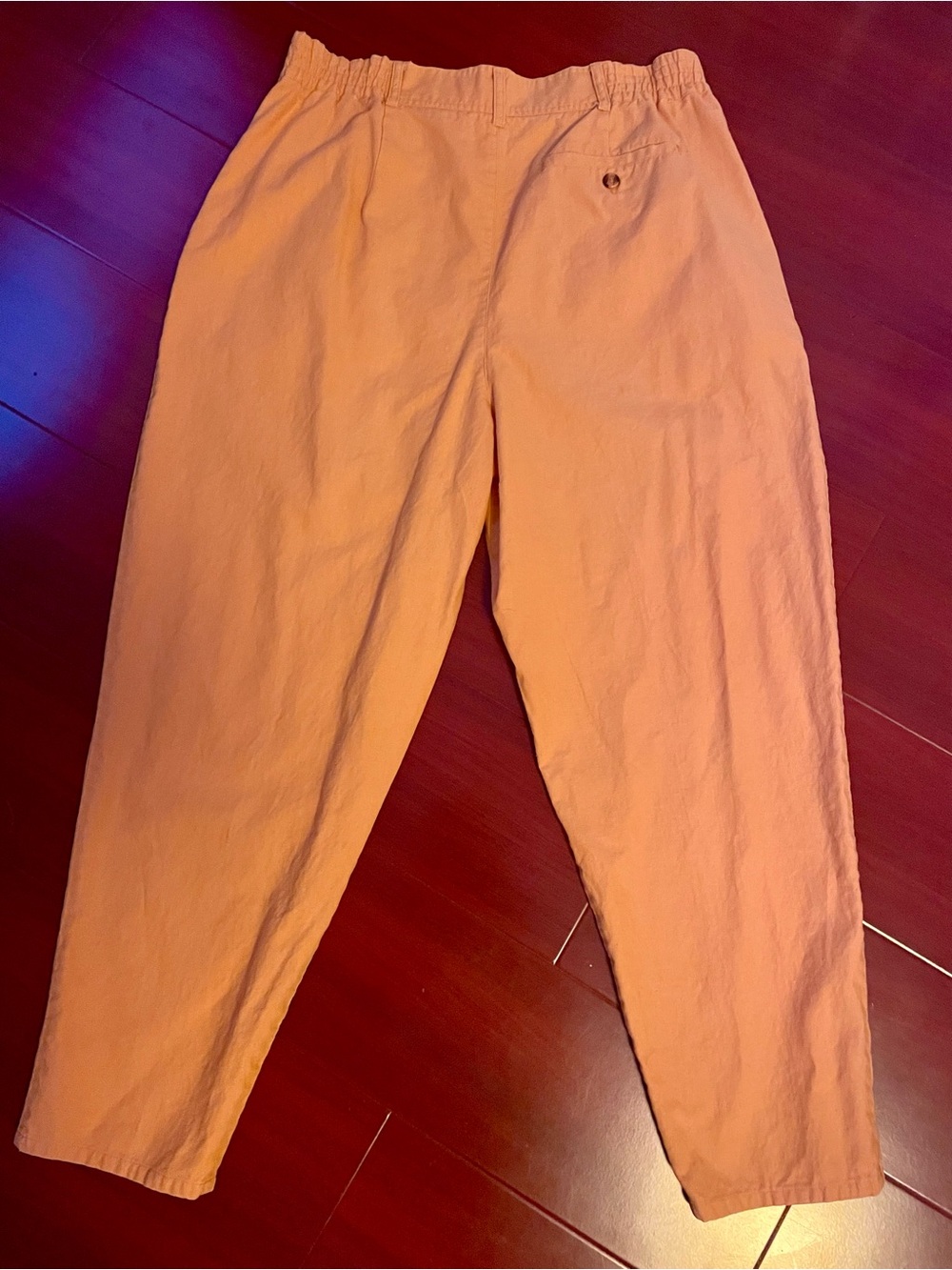 VNTG 80’s Style Women’s Casual High Waisted Peach Chino Pants - Picture 3 of 5